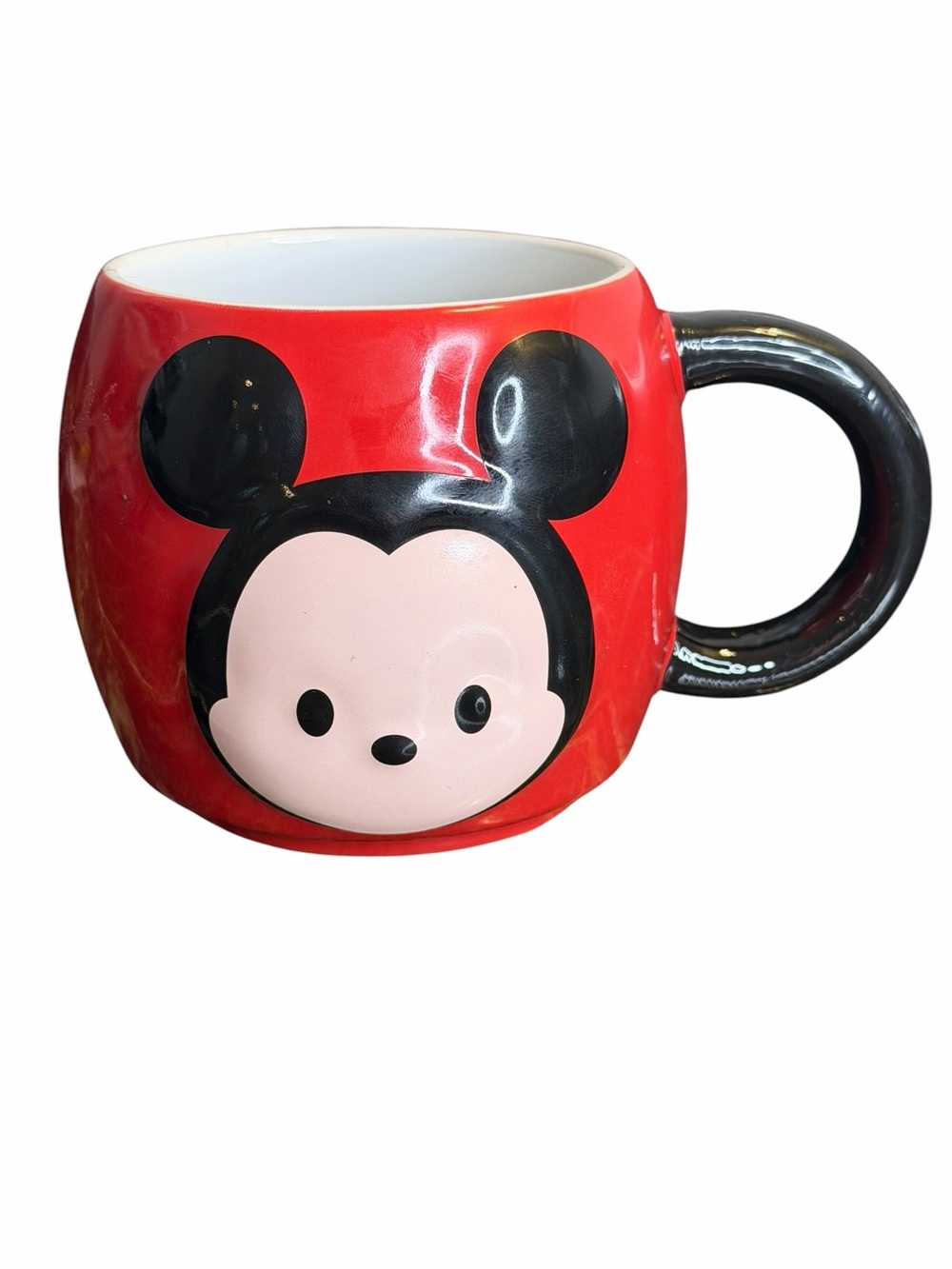 Disney Store Mickey Mouse Tsum Tsum Face Ceramic Coffee Mug Red Black
